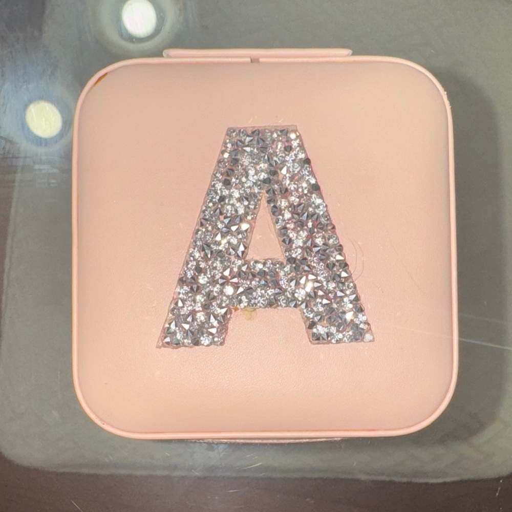 Pink Jewelry Box with Rhinestone Initial A